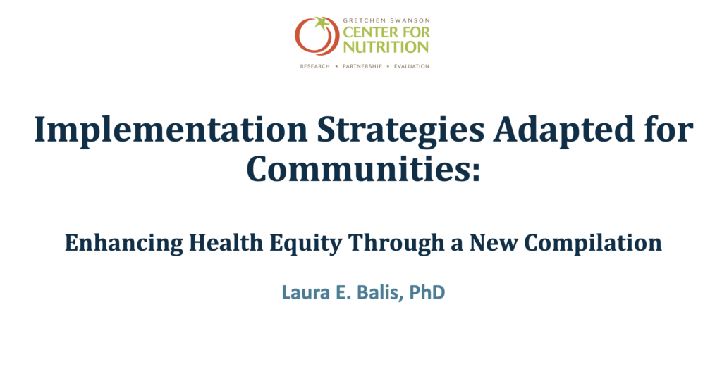 Implementation strategies adapted for communities: enhancing health ...